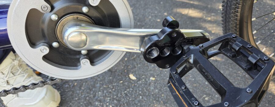 Pedal on a Crank Extender affixed to Crank